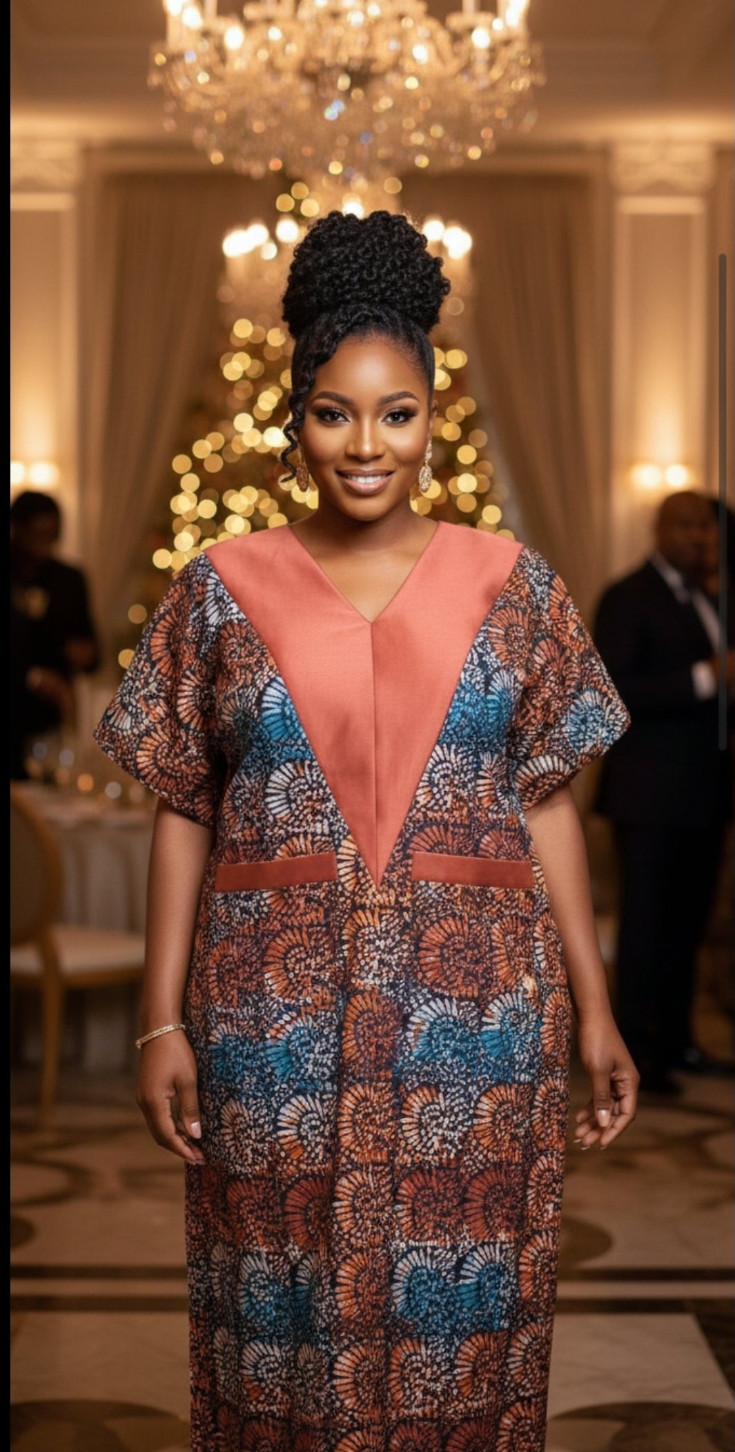 Long Red and Blue Nigerian Bubu dress