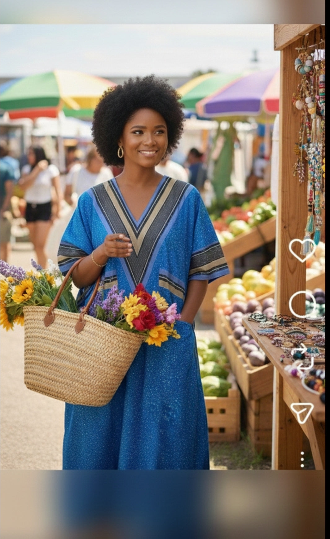 Long Blue, black and tan  Nigerian Bubu dress